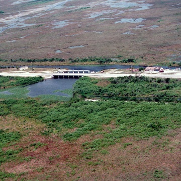 Aerial photo of SRS-1a, the S12c water control structure, and the surrounding area