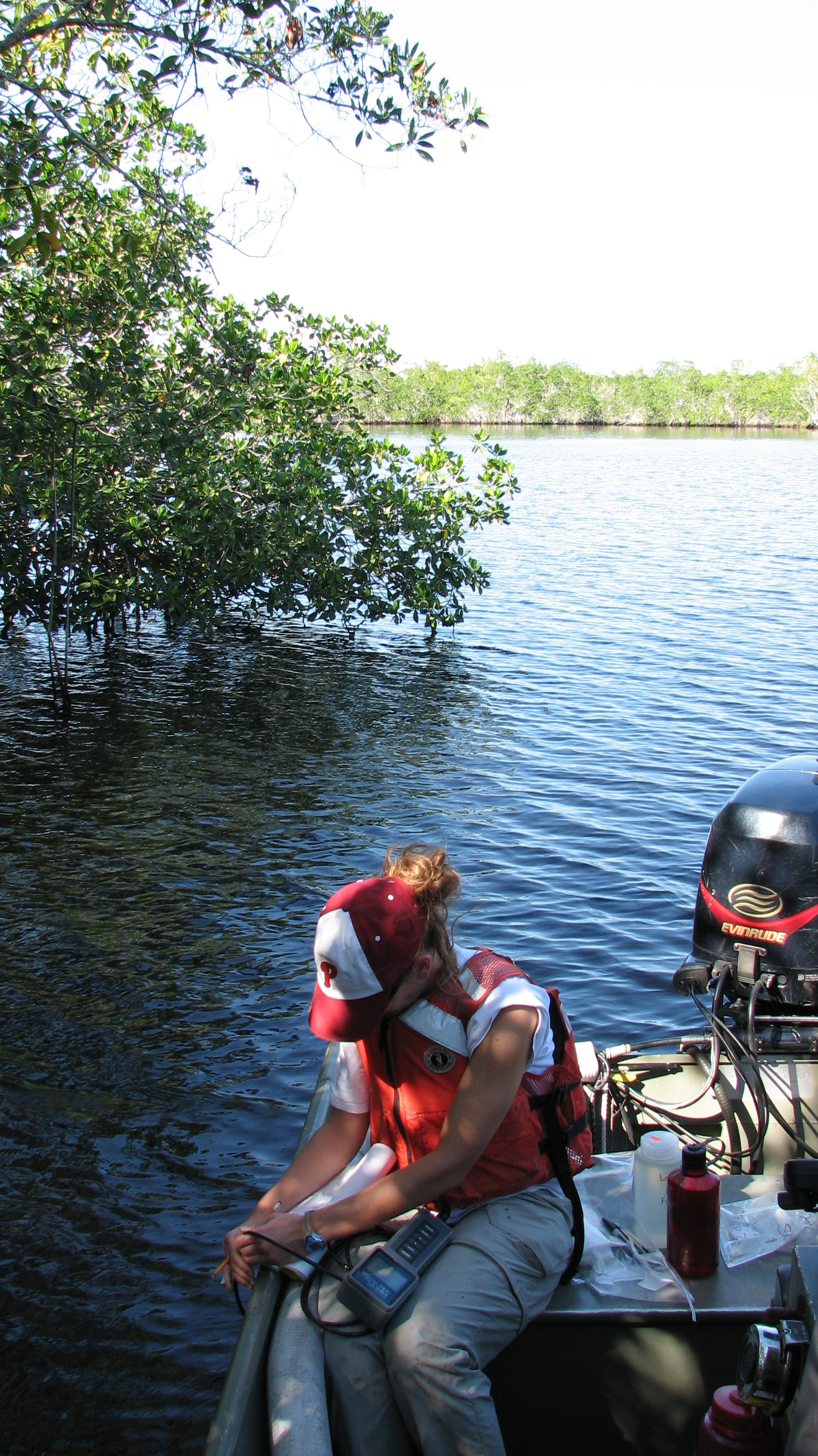 Lauren McCarthy taking YSI readings in Shark River