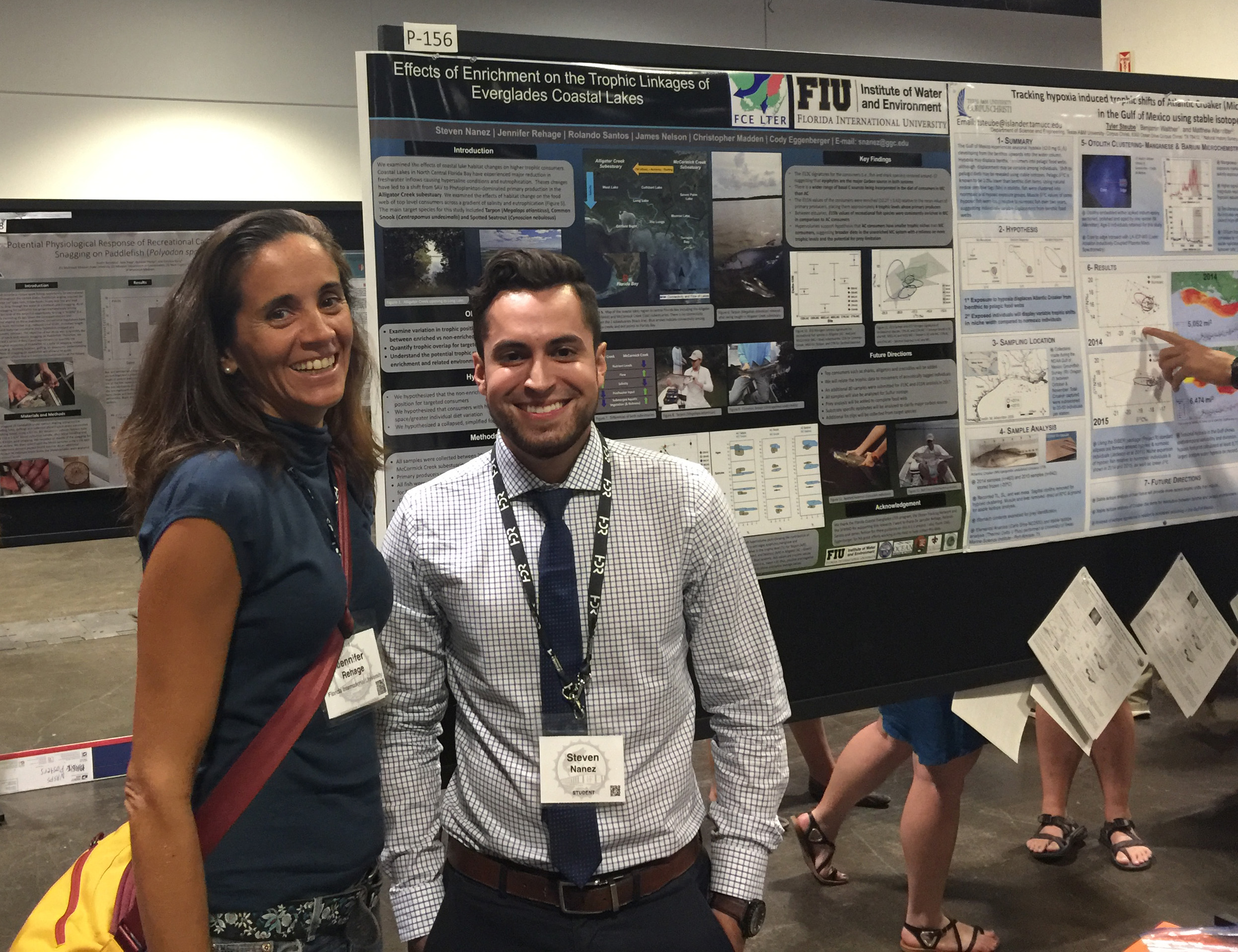 REU student Steven Nanzez (right) and mentor Dr. Jennifer Rehage (left) at the 2017 American Fisheries Society Meeting